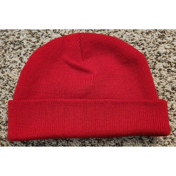 Officially Licensed NFL New England Patriots Embroidered Logo Red Beanie Hat - Picture 5 of 5